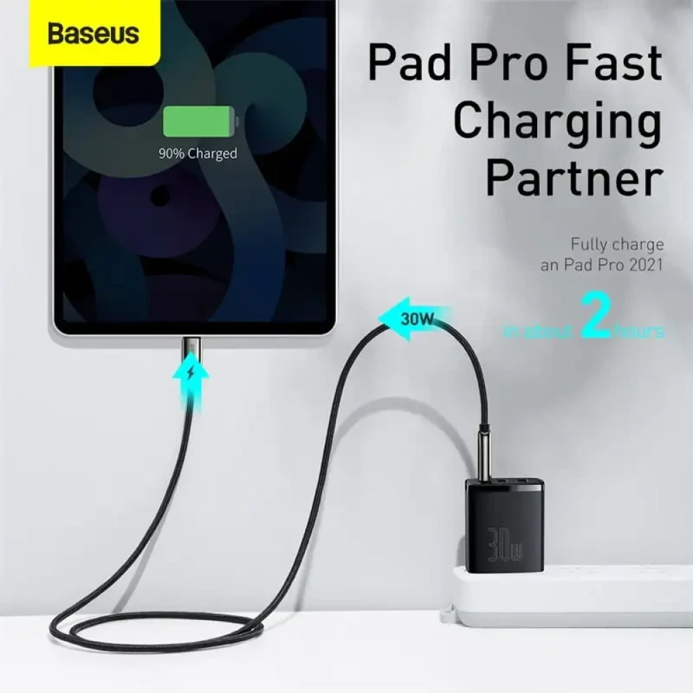 BASEUS Compact Quick Charger 2U+C Three Ports 30W Travel Power Adapter CN Plug