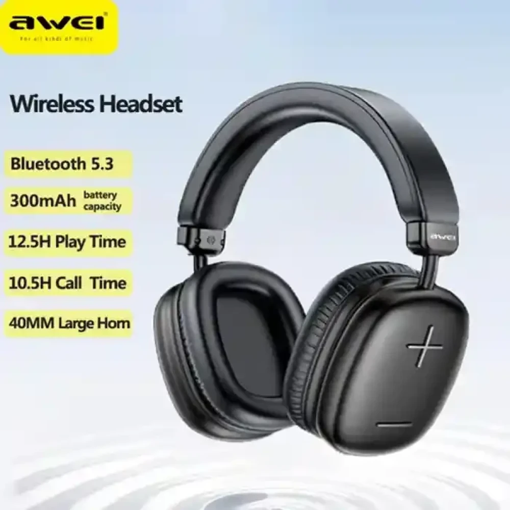 Awei AT6 Wireless Headphones Bluetooth 5.3 Earphones Foldable Gaming Headset Sport Headphone with Mic Music Earbuds 300mAh