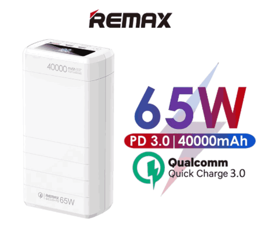 REMAX RPP-310 Dinba Series 65W PD + QC Fast Charging Power Bank 40000mAh