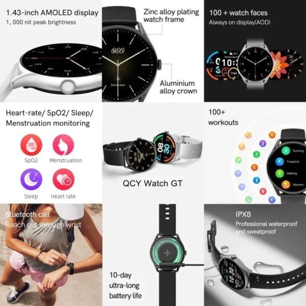 QCY Watch GT Smart Watch 60HZ Retina AMOLED Display