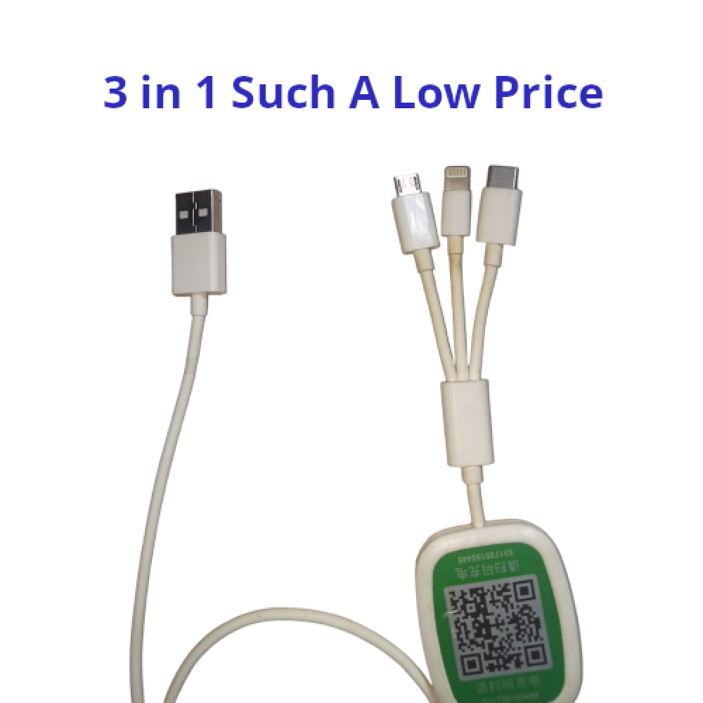 USB Charger Cable 3 In 1 Fast Charging USB Charger Cable